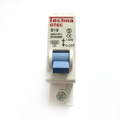 Techna GTEC B16 16A 16 Amp MCB Circuit Breaker Type B
